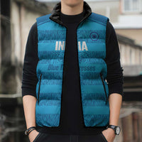Custom India Football 2026 Sleeveless Puffer Jacket Come On Blue Tigresses - Blue Version