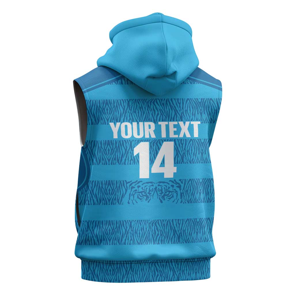 Custom India Football 2026 Sleeveless Zip Hoodie Come On Blue Tigresses - Blue Version