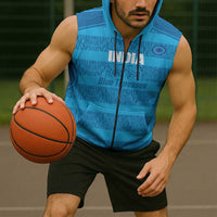 Custom India Football 2026 Sleeveless Zip Hoodie Come On Blue Tigresses - Blue Version