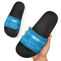 Custom India Football 2026 Slide Sandals Come On Blue Tigresses - Blue Version