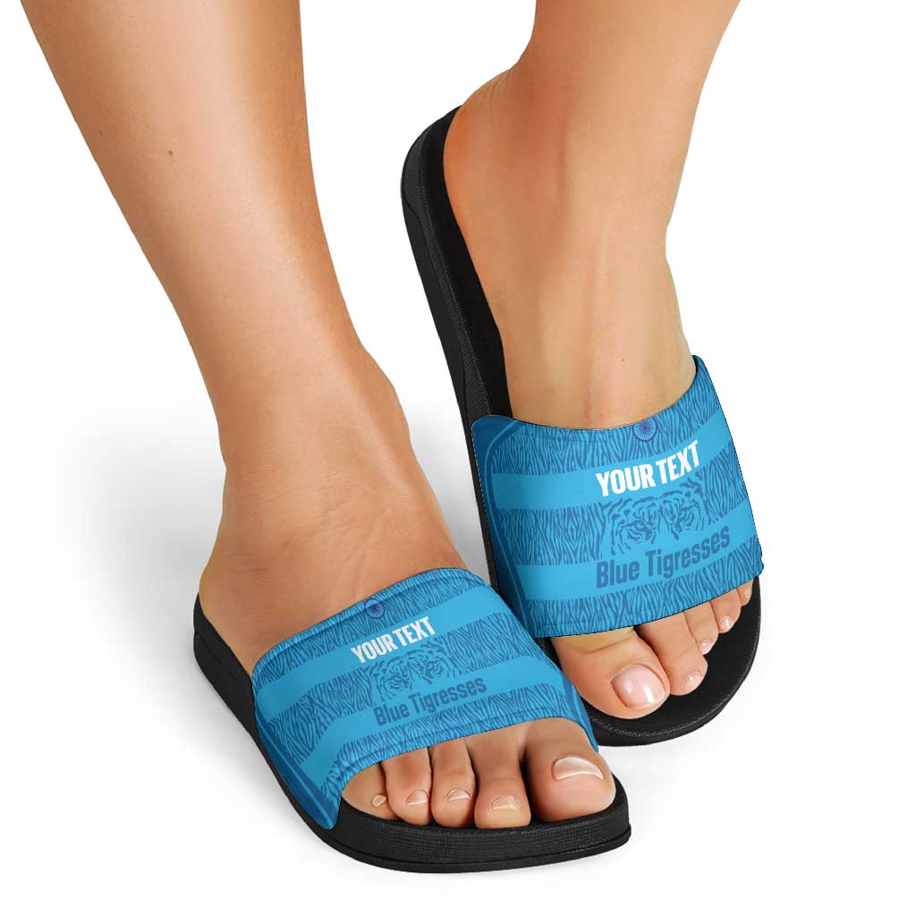 Custom India Football 2026 Slide Sandals Come On Blue Tigresses - Blue Version