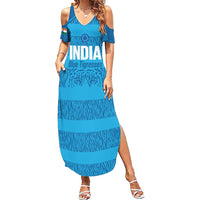 Custom India Football 2026 Summer Maxi Dress Come On Blue Tigresses - Blue Version