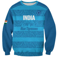 Custom India Football 2026 Sweatshirt Come On Blue Tigresses - Blue Version