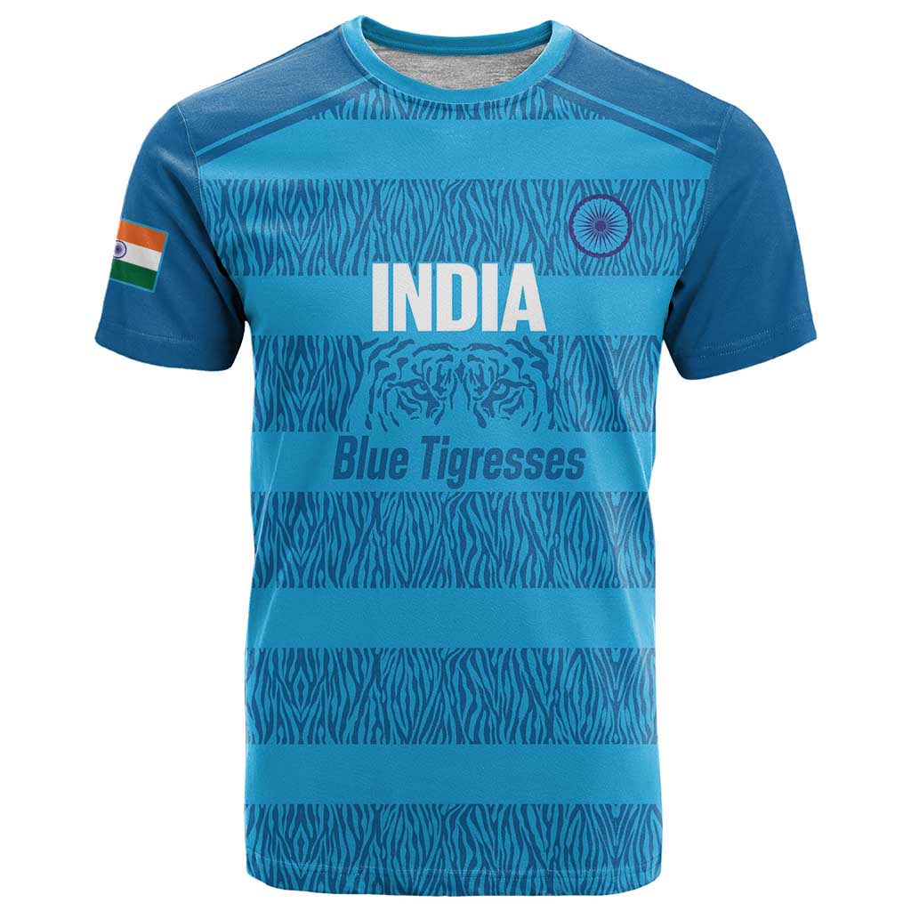 Custom India Football 2026 T Shirt Come On Blue Tigresses - Blue Version