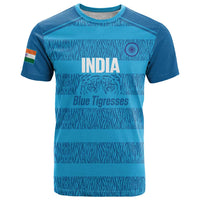 Custom India Football 2026 T Shirt Come On Blue Tigresses - Blue Version
