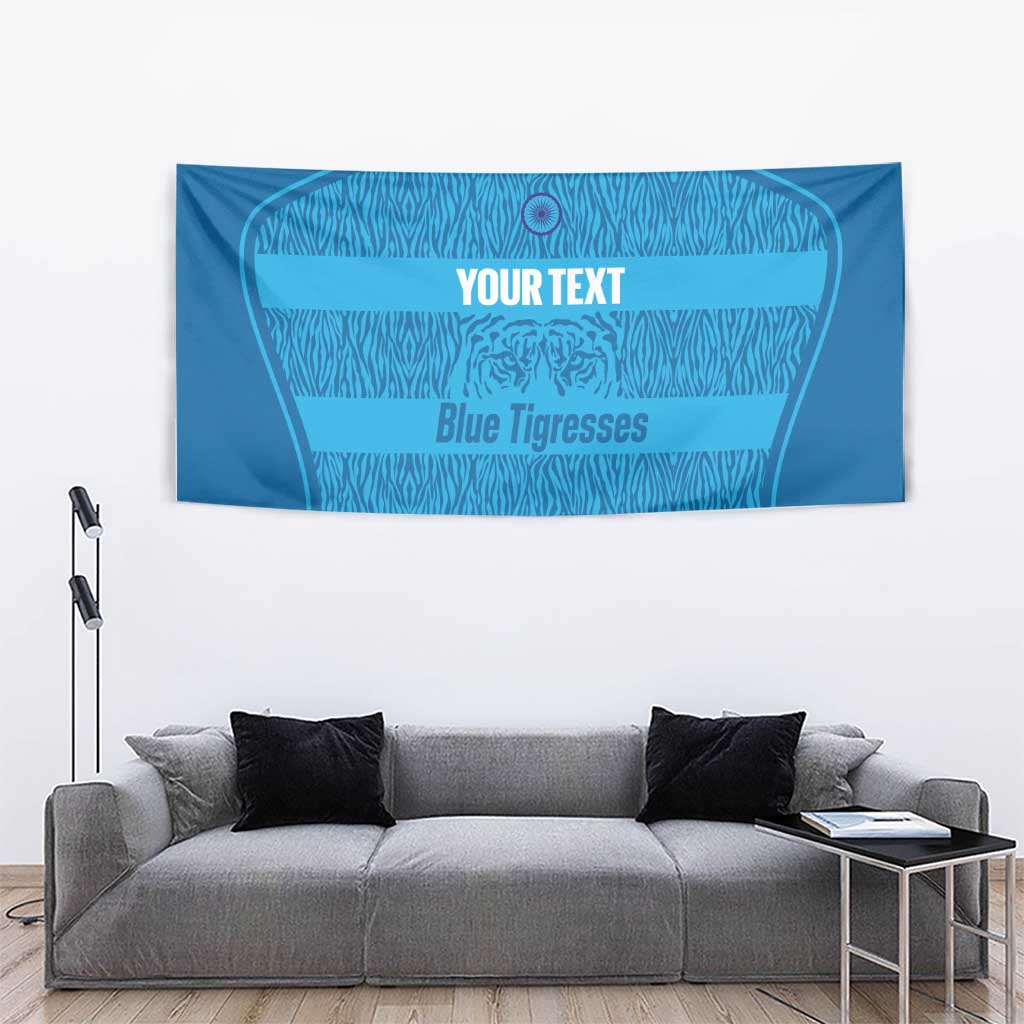 Custom India Football 2026 Tapestry Come On Blue Tigresses - Blue Version