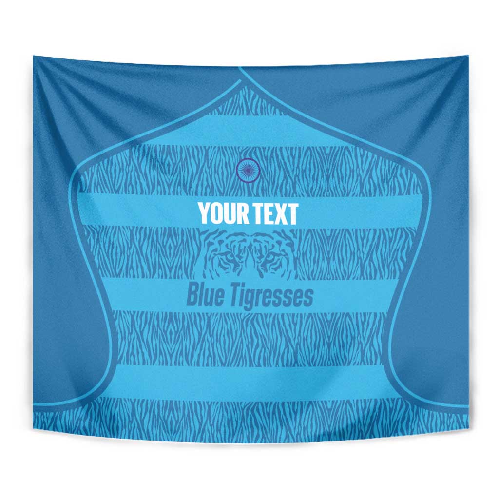 Custom India Football 2026 Tapestry Come On Blue Tigresses - Blue Version