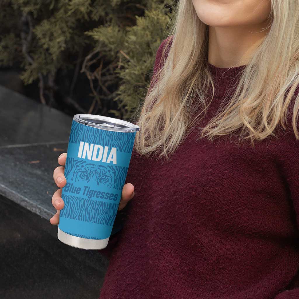 Custom India Football 2026 Tumbler Cup Come On Blue Tigresses - Blue Version