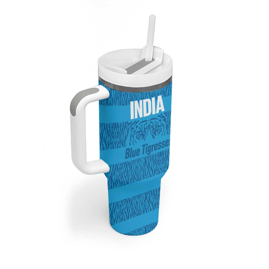 Custom India Football 2026 Tumbler With Handle Come On Blue Tigresses - Blue Version