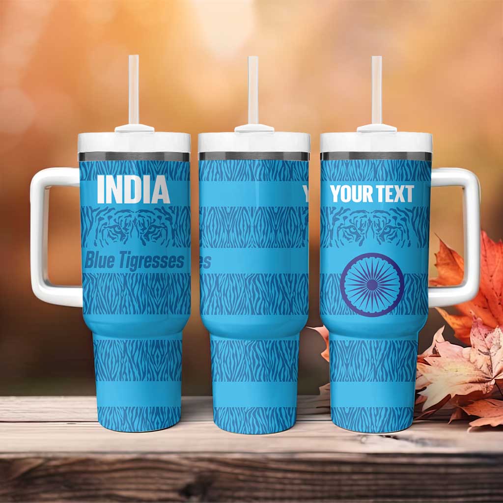 Custom India Football 2026 Tumbler With Handle Come On Blue Tigresses - Blue Version