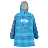 Custom India Football 2026 Wearable Blanket Hoodie Come On Blue Tigresses - Blue Version