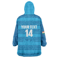 Custom India Football 2026 Wearable Blanket Hoodie Come On Blue Tigresses - Blue Version