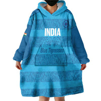Custom India Football 2026 Wearable Blanket Hoodie Come On Blue Tigresses - Blue Version
