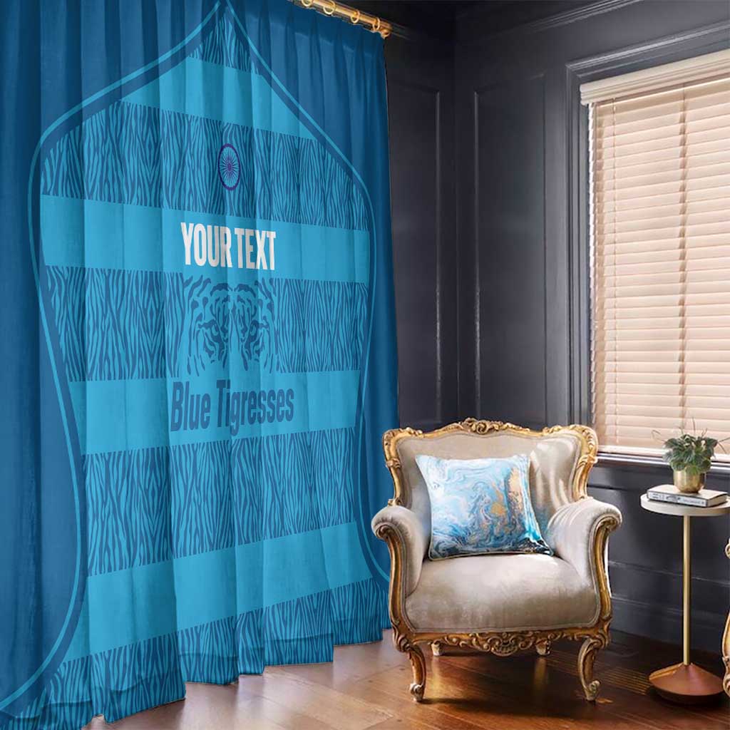 Custom India Football 2026 Window Curtain Come On Blue Tigresses - Blue Version