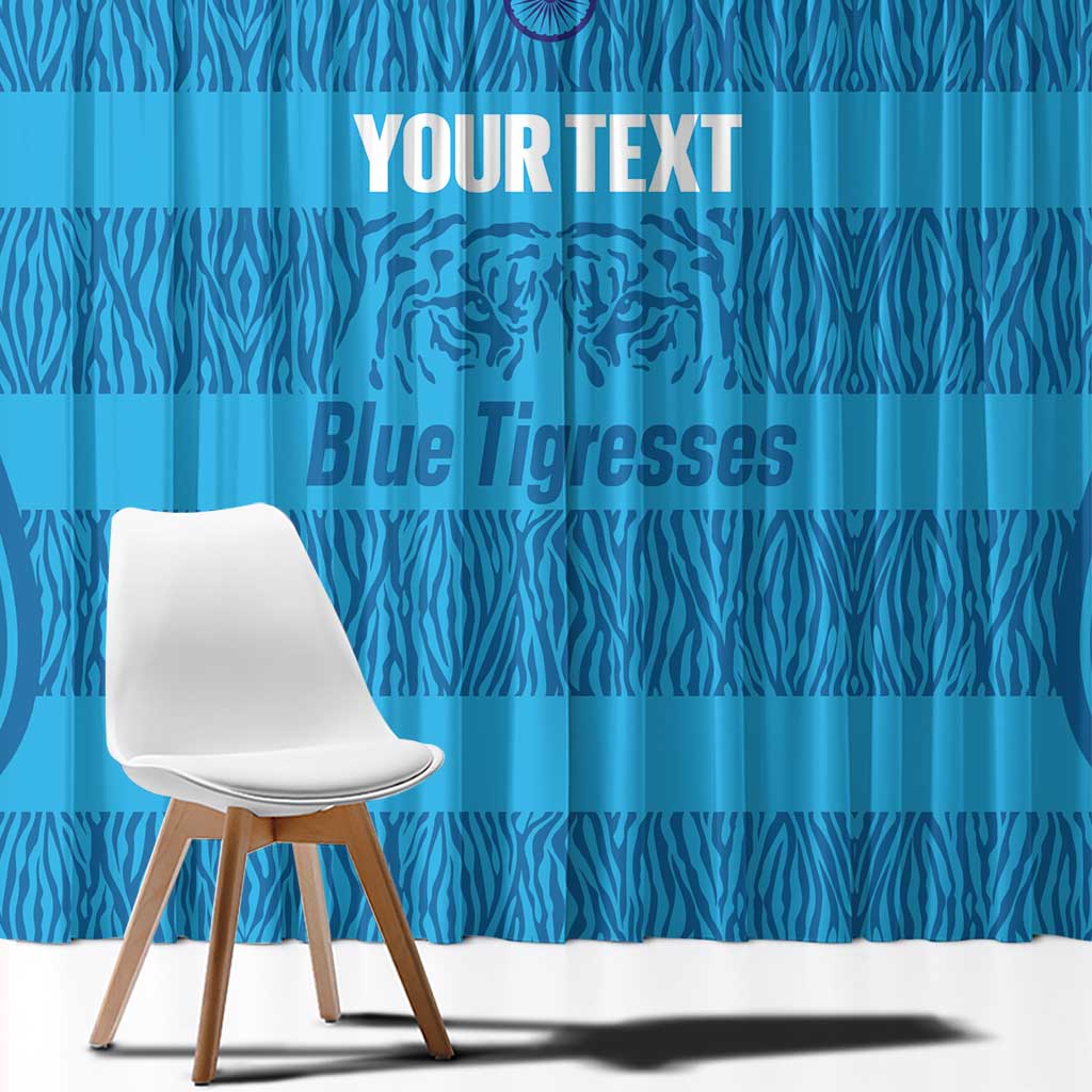 Custom India Football 2026 Window Curtain Come On Blue Tigresses - Blue Version