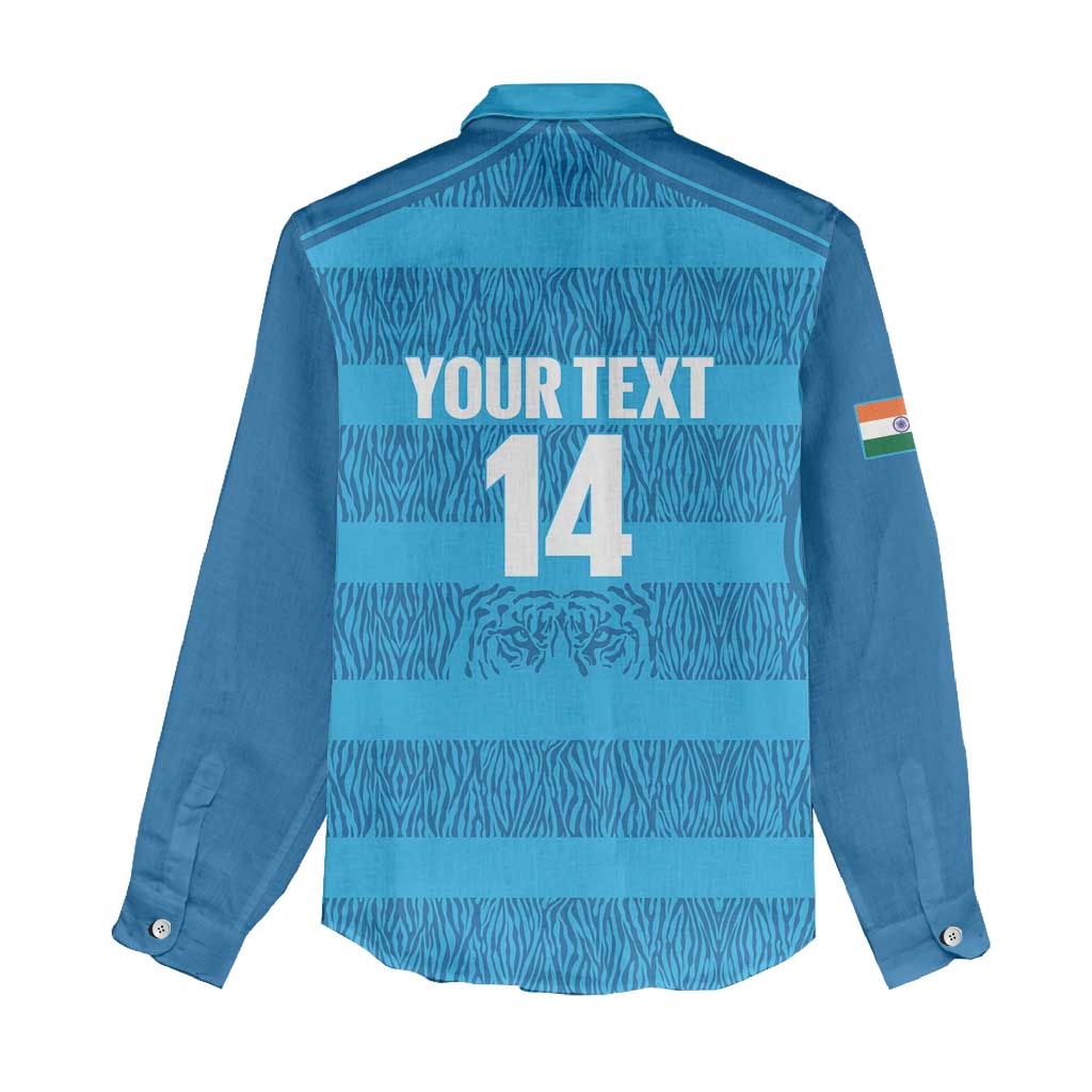 Custom India Football 2026 Women Casual Shirt Come On Blue Tigresses - Blue Version