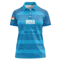 Custom India Football 2026 Women Polo Shirt Come On Blue Tigresses - Blue Version
