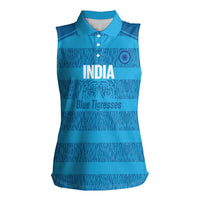 Custom India Football 2026 Women Sleeveless Polo Shirt Come On Blue Tigresses - Blue Version