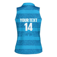 Custom India Football 2026 Women Sleeveless Polo Shirt Come On Blue Tigresses - Blue Version