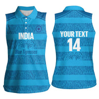 Custom India Football 2026 Women Sleeveless Polo Shirt Come On Blue Tigresses - Blue Version