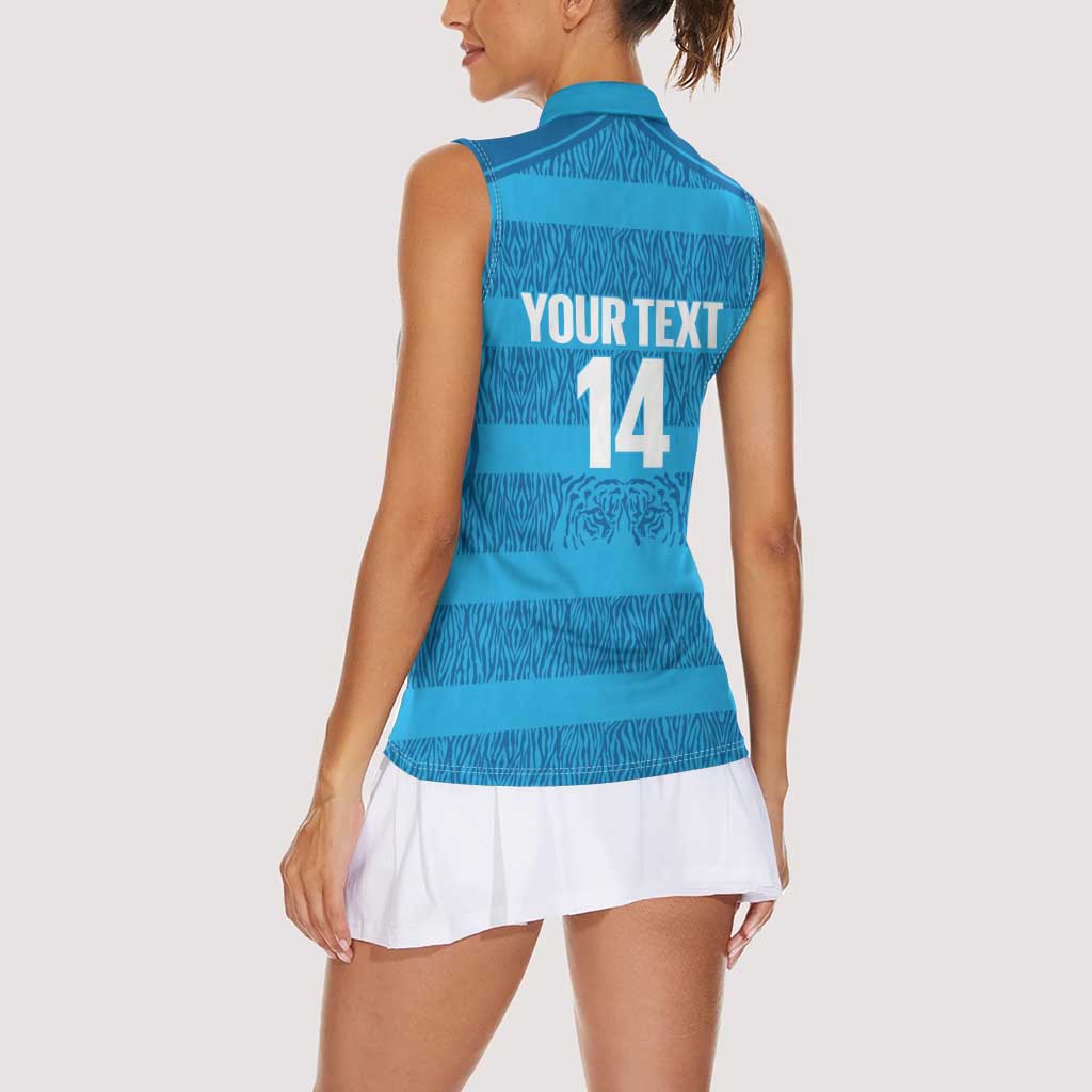 Custom India Football 2026 Women Sleeveless Polo Shirt Come On Blue Tigresses - Blue Version