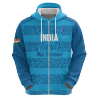 Custom India Football 2026 Zip Hoodie Come On Blue Tigresses - Blue Version