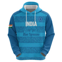 Custom India Football 2026 Zip Hoodie Come On Blue Tigresses - Blue Version