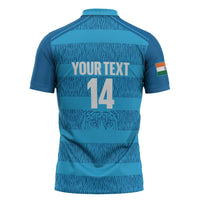 Custom India Football 2026 Zipper Polo Shirt Come On Blue Tigresses - Blue Version