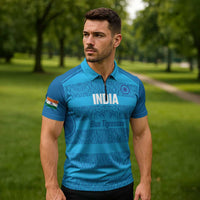 Custom India Football 2026 Zipper Polo Shirt Come On Blue Tigresses - Blue Version