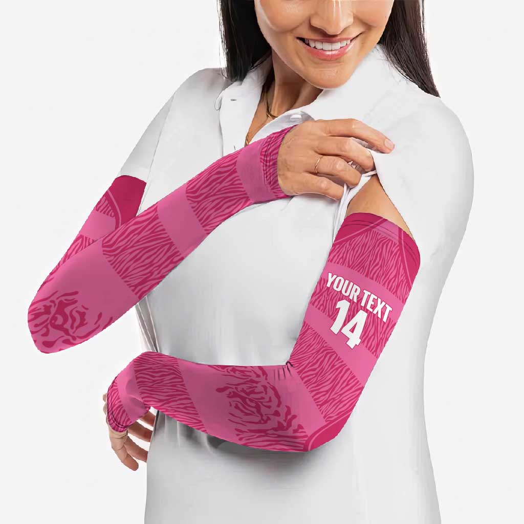 Custom India Football 2026 Arm Sleeves Come On Blue Tigresses - Pink Version