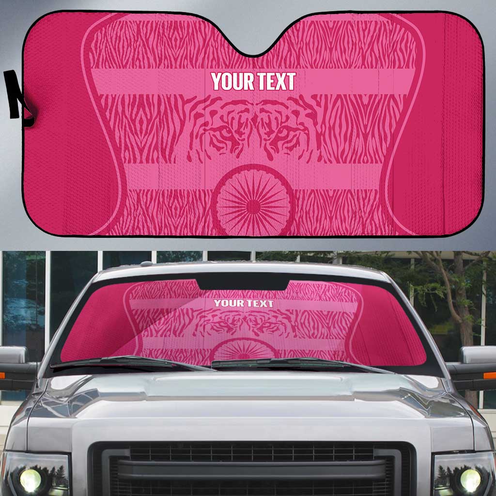 Custom India Football 2026 Auto Sun Shade Come On Blue Tigresses - Pink Version