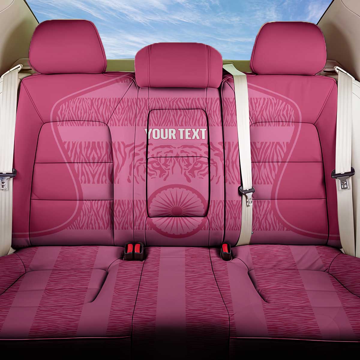 Custom India Football 2026 Back Car Seat Cover Come On Blue Tigresses - Pink Version