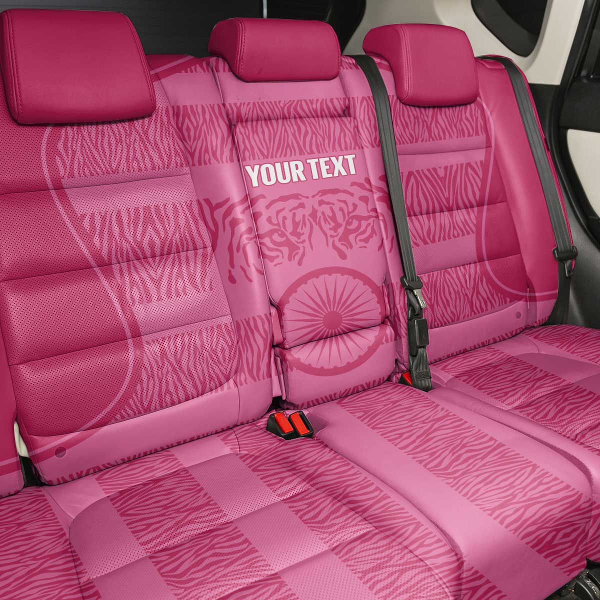 Custom India Football 2026 Back Car Seat Cover Come On Blue Tigresses - Pink Version