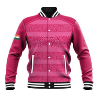 Custom India Football 2026 Baseball Jacket Come On Blue Tigresses - Pink Version