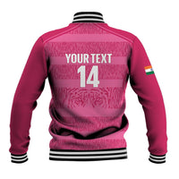 Custom India Football 2026 Baseball Jacket Come On Blue Tigresses - Pink Version