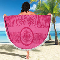 Custom India Football 2026 Beach Blanket Come On Blue Tigresses - Pink Version
