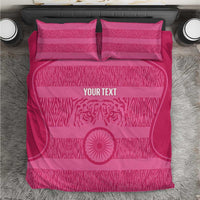 Custom India Football 2026 Bedding Set Come On Blue Tigresses - Pink Version