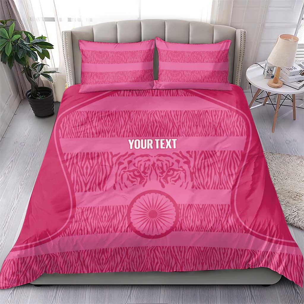 Custom India Football 2026 Bedding Set Come On Blue Tigresses - Pink Version