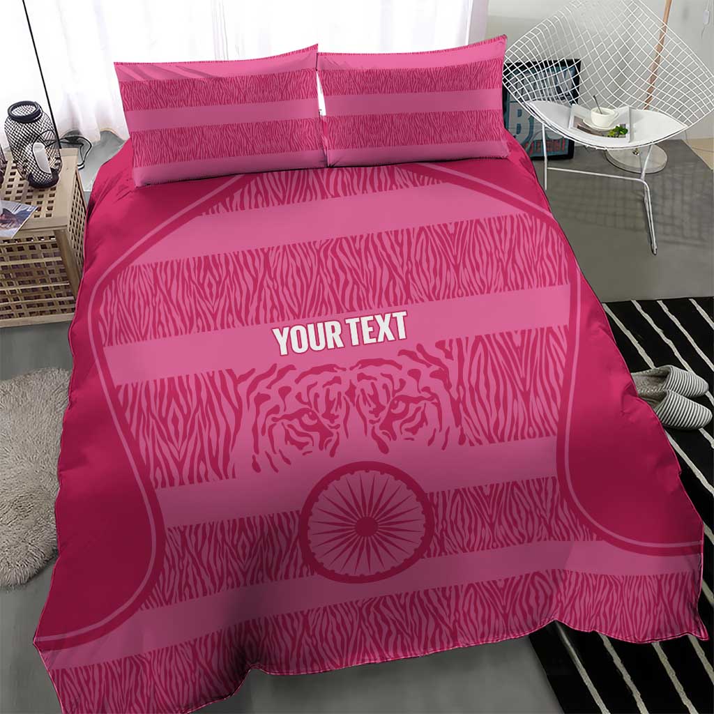Custom India Football 2026 Bedding Set Come On Blue Tigresses - Pink Version