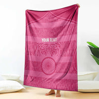 Custom India Football 2026 Blanket Come On Blue Tigresses - Pink Version