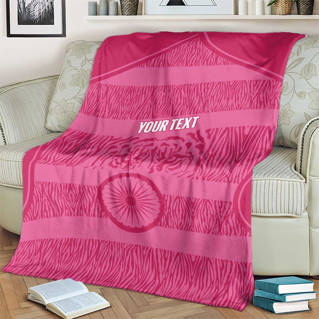 Custom India Football 2026 Blanket Come On Blue Tigresses - Pink Version