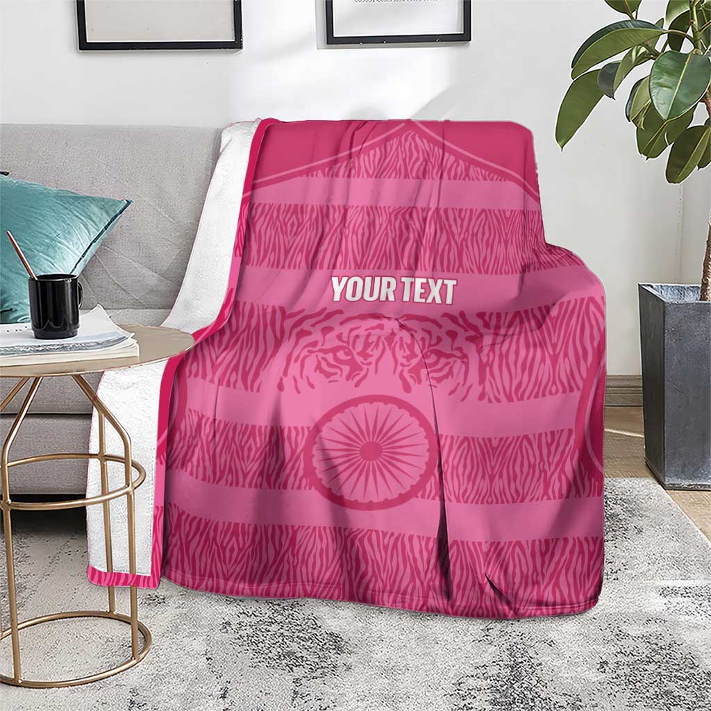 Custom India Football 2026 Blanket Come On Blue Tigresses - Pink Version