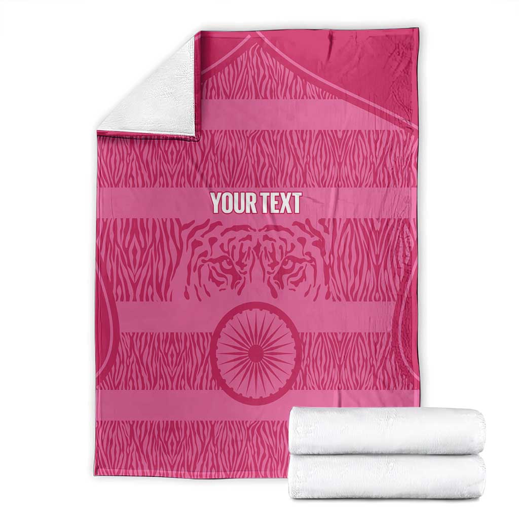 Custom India Football 2026 Blanket Come On Blue Tigresses - Pink Version