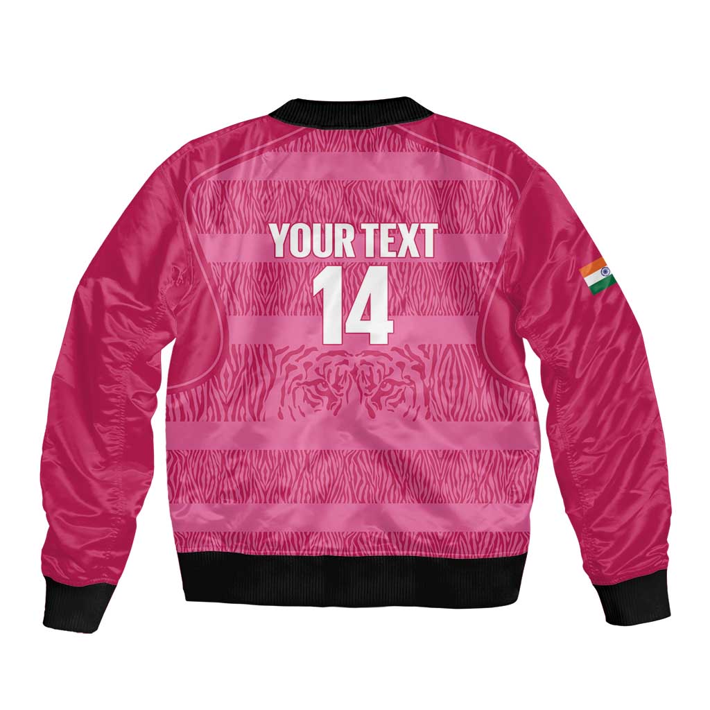 Custom India Football 2026 Bomber Jacket Come On Blue Tigresses - Pink Version