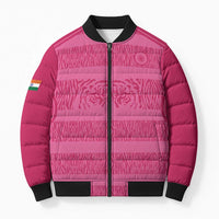 Custom India Football 2026 Bomber Puffer Jacket Come On Blue Tigresses - Pink Version