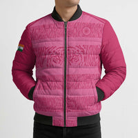 Custom India Football 2026 Bomber Puffer Jacket Come On Blue Tigresses - Pink Version