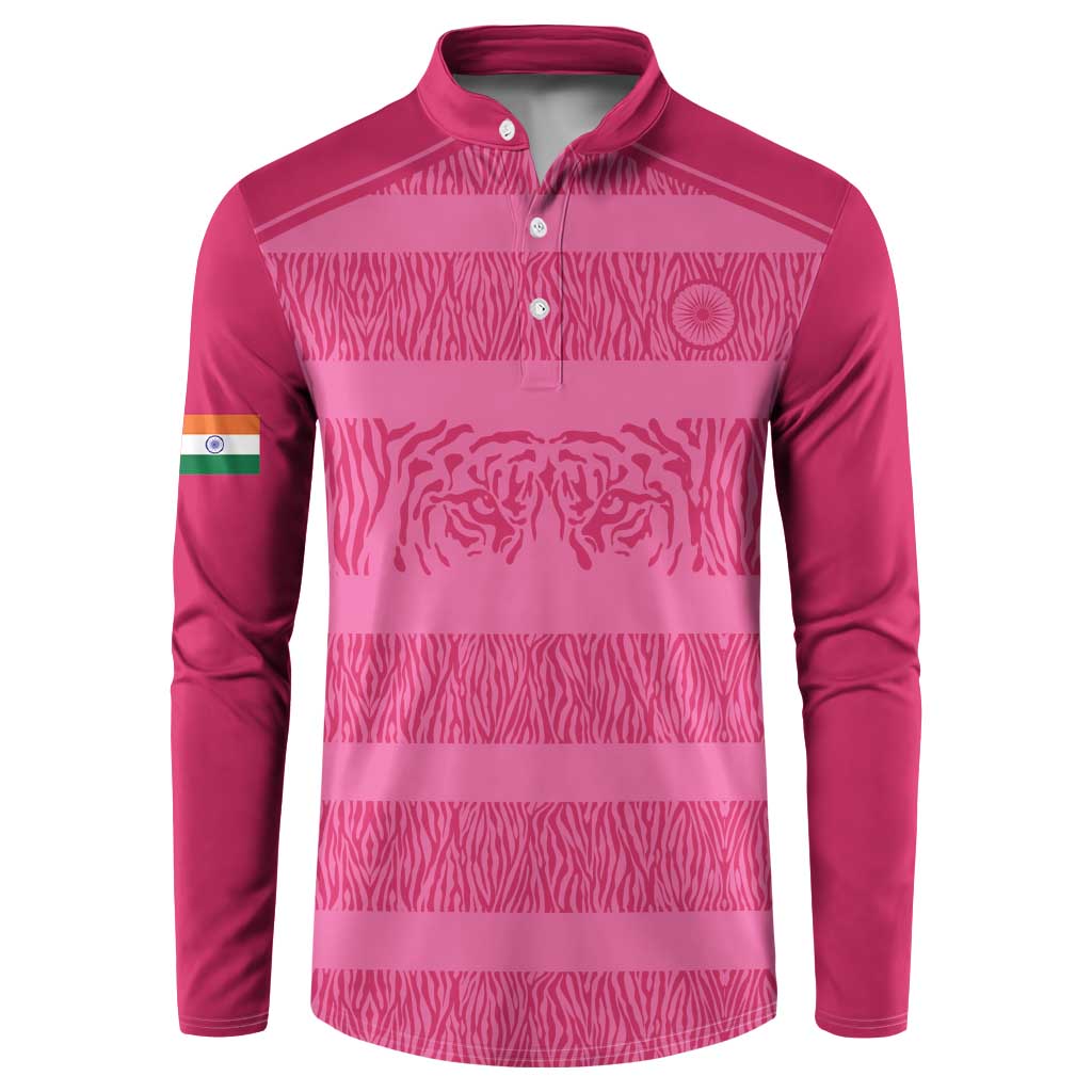 Custom India Football 2026 Button Sweatshirt Come On Blue Tigresses - Pink Version
