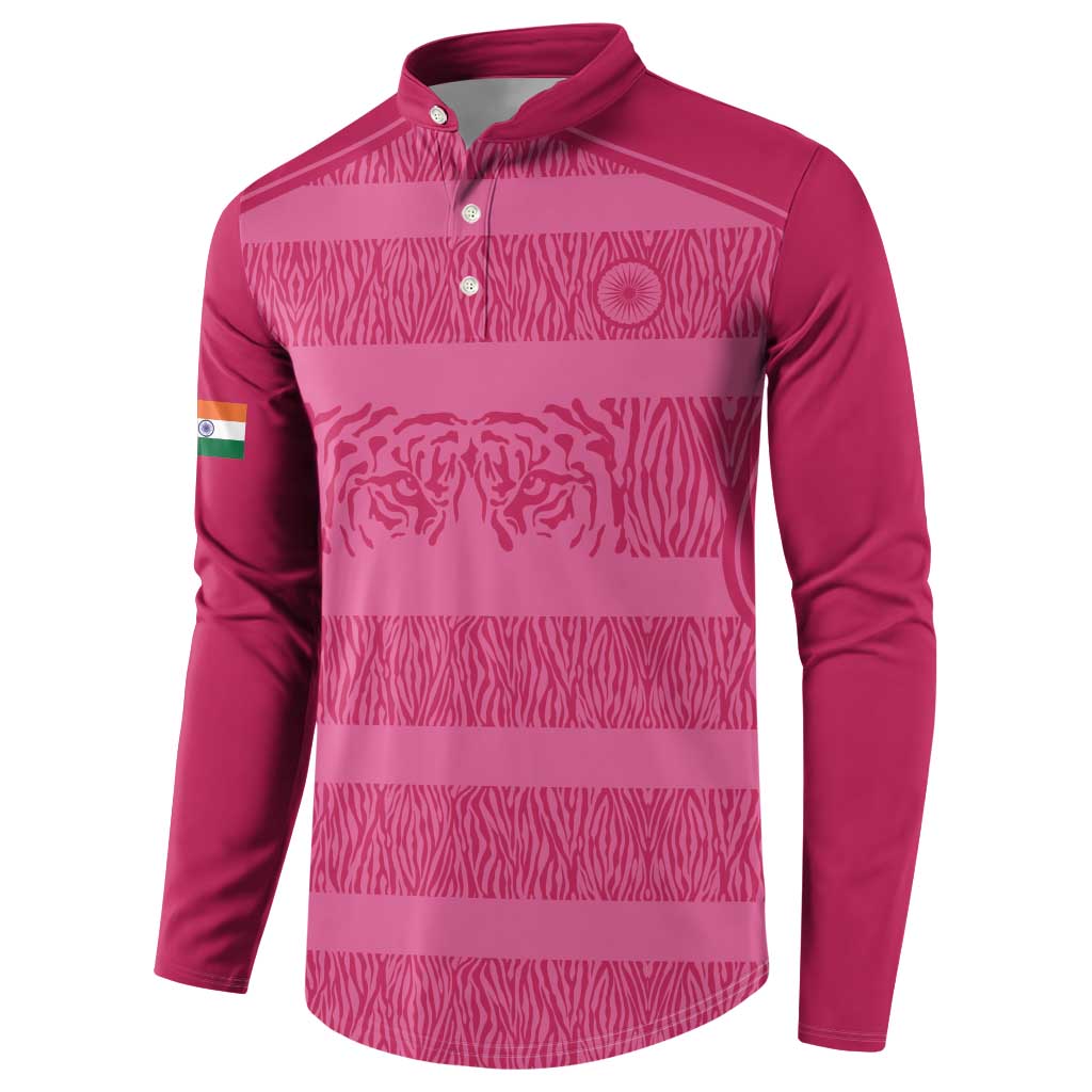 Custom India Football 2026 Button Sweatshirt Come On Blue Tigresses - Pink Version