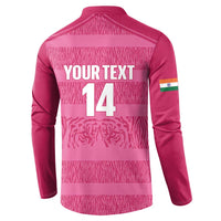 Custom India Football 2026 Button Sweatshirt Come On Blue Tigresses - Pink Version