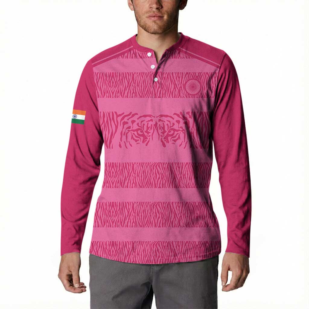 Custom India Football 2026 Button Sweatshirt Come On Blue Tigresses - Pink Version
